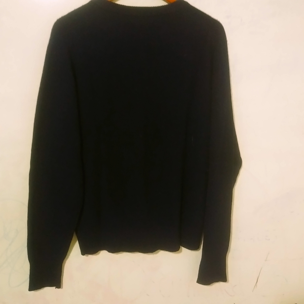 Lord & Taylor M Lambswool Pullover V-Neck Sweater in Dark Navy - Picture 6 of 6